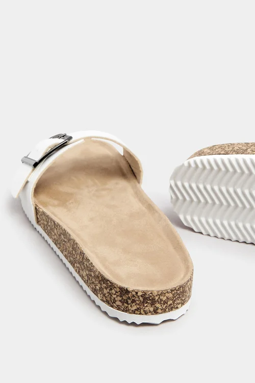 Yours White Single Buckle Sandals In Extra Wide EEE Fit - 7 Extra Wide Image 4