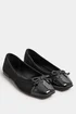 Yours Black Chisel Toe Ballerina Pumps In Extra Wide Fit - 6 Extra Wide Image 2