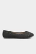 Yours Black Faux Suede Diamante Ballerina Pumps In Wide E Fit - 9 Extra Wide Image 4