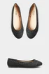 Yours Black Faux Suede Diamante Ballerina Pumps In Wide E Fit - 9 Extra Wide Image 3