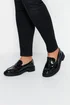 Yours Black Patent Chunky Slip On Loafers In Wide E Fit - 5 Extra Wide Image 1