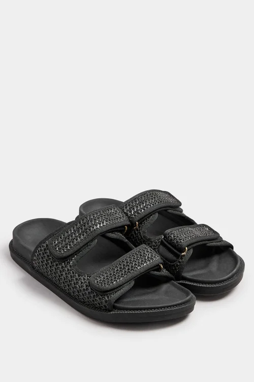Yours Black Woven Strap Sandals In Extra Wide EEE Fit - 6 Extra Wide Image 2