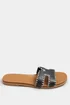 Yours Black Faux Leather Stitched Mule Sandals In Extra Wide Fit - 5 Extra Wide Image 3