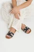Yours Black Faux Leather Stitched Mule Sandals In Extra Wide Fit - 5 Extra Wide Image 1