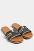 Yours Black Faux Leather Stitched Mule Sandals In Extra Wide Fit - 5 Extra Wide Image 2