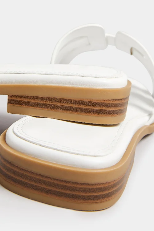 Yours White Cut Out Mule Sandals In Extra Wide Fit - 7 Extra Wide Image 4