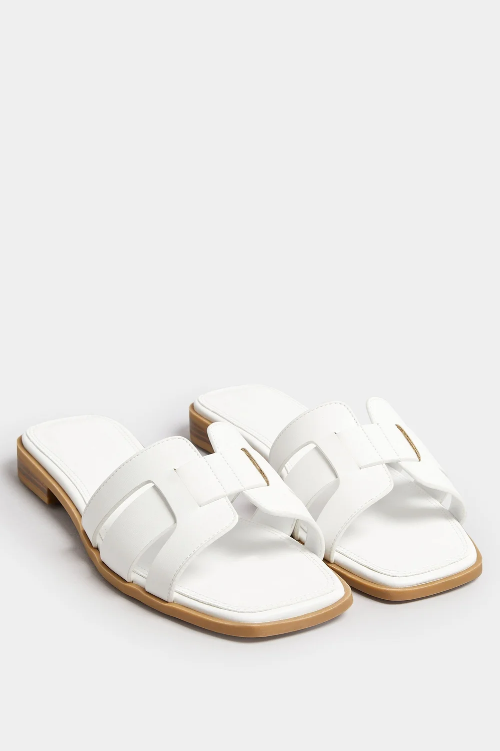 Yours White Cut Out Mule Sandals In Extra Wide Fit - 7 Extra Wide Image 2