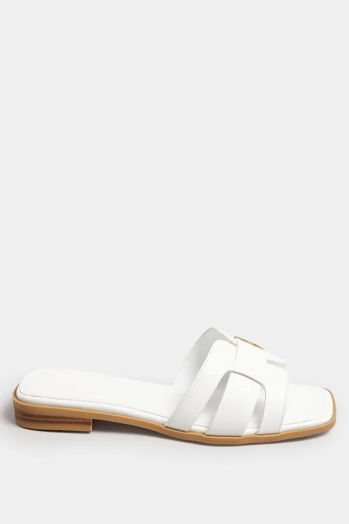 Yours White Cut Out Mule Sandals In Extra Wide Fit - 7 Extra Wide Image 3