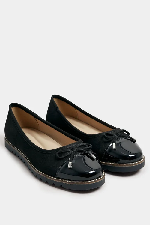 Yours Black Faux Suede Ballet Pump In Extra Wide EEE Fit - 6 Extra Wide Image 2