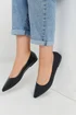 Yours Black Pointed Ballet Pumps In Wide E Fit - 7 Extra Wide Image 2