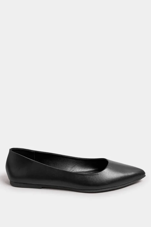 Yours Black Pointed Ballet Pumps In Wide E Fit - 7 Extra Wide Image 4