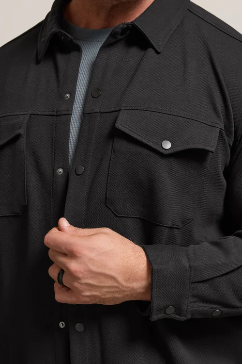 BadRhino Black Textured Jersey Shacket - 4XL Image 4