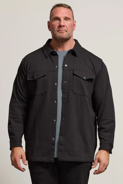 BadRhino Black Textured Jersey Shacket - 4XL Image 1