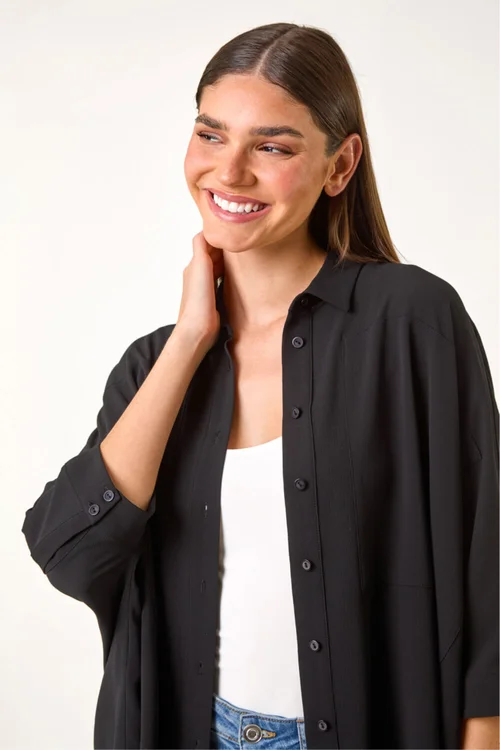 Roman Black Relaxed Smart Stretch Shirt - Size 10 Image 4