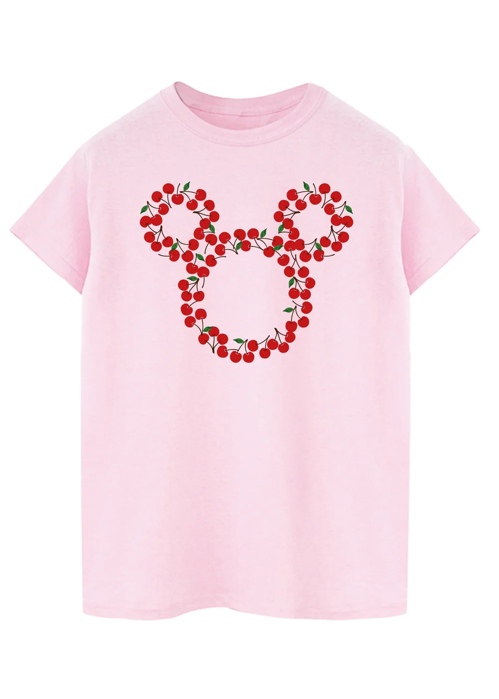 Spiral Galaxy Disney Mickey Mouse Cherry Head Pink Boyfriend Fit Graphic T-Shirt - Medium Image 1
