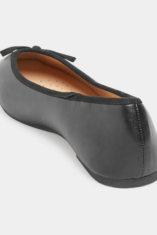 Yours Black Ballerina Pumps In Wide E Fit - 9 Wide Image 4