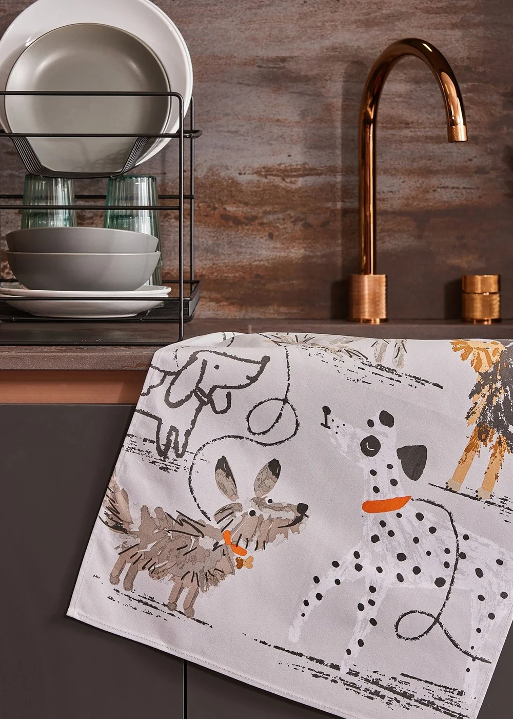 Ulster Weavers Dog Days Grey Tea Towel - Cotton - One Size Image 2