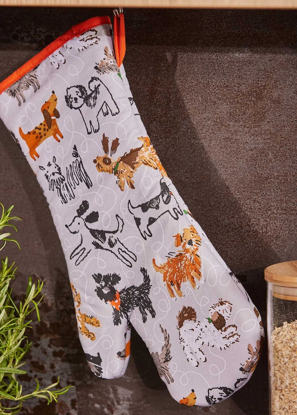 Ulster Weavers Dog Days Grey Gauntlet Oven Glove - One Size Image 2