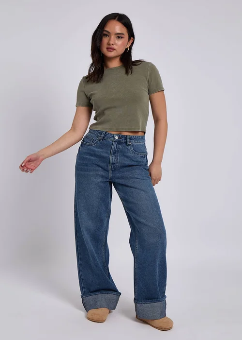 Urban Bliss Mid Blue Turn Up Jeans - 8 Image 1