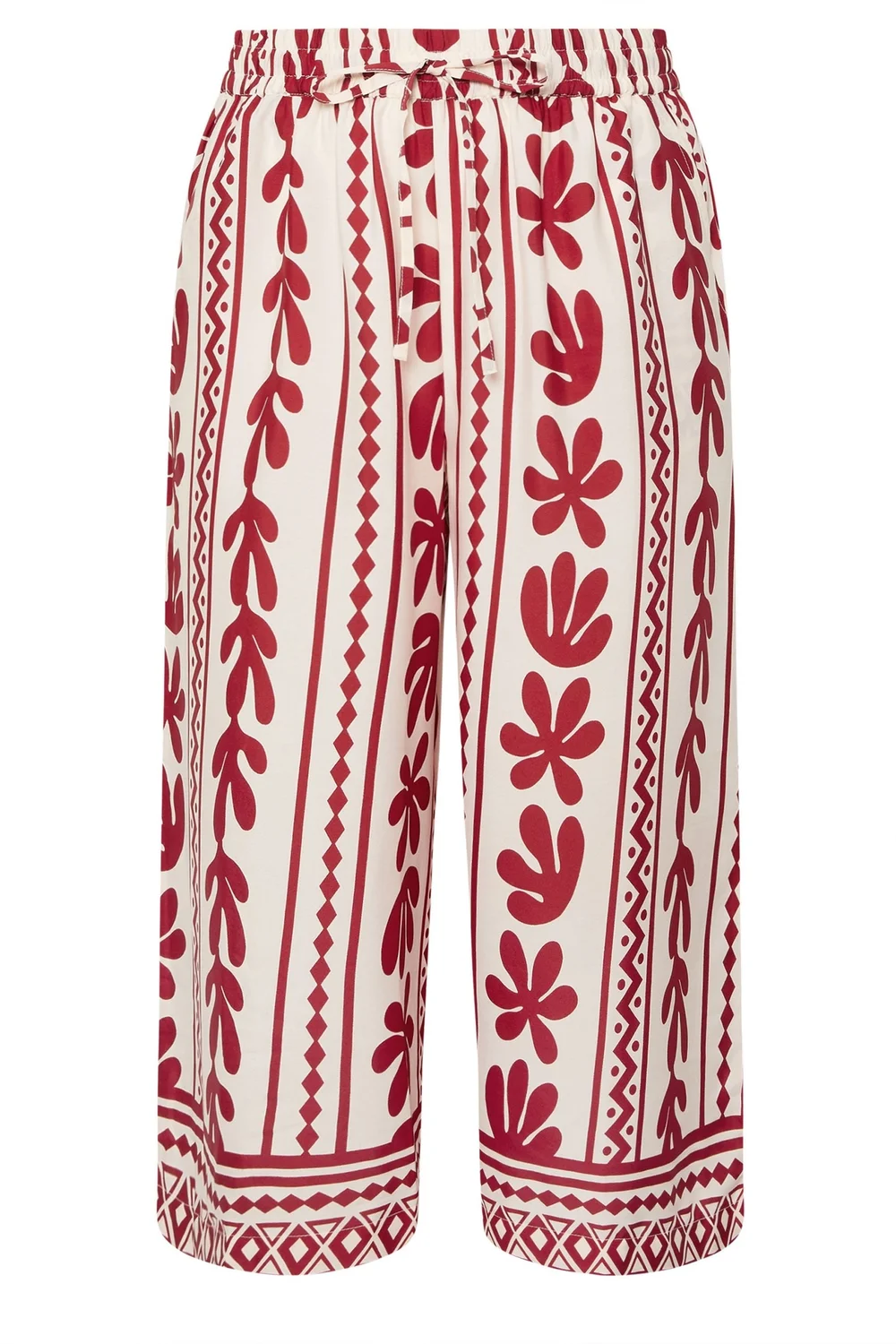 Yours Curve Red Aztec Leaf Midaxi Culottes - 26-28 Image 5
