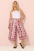 Yours Curve Red Aztec Leaf Midaxi Culottes - 26-28 Image 2