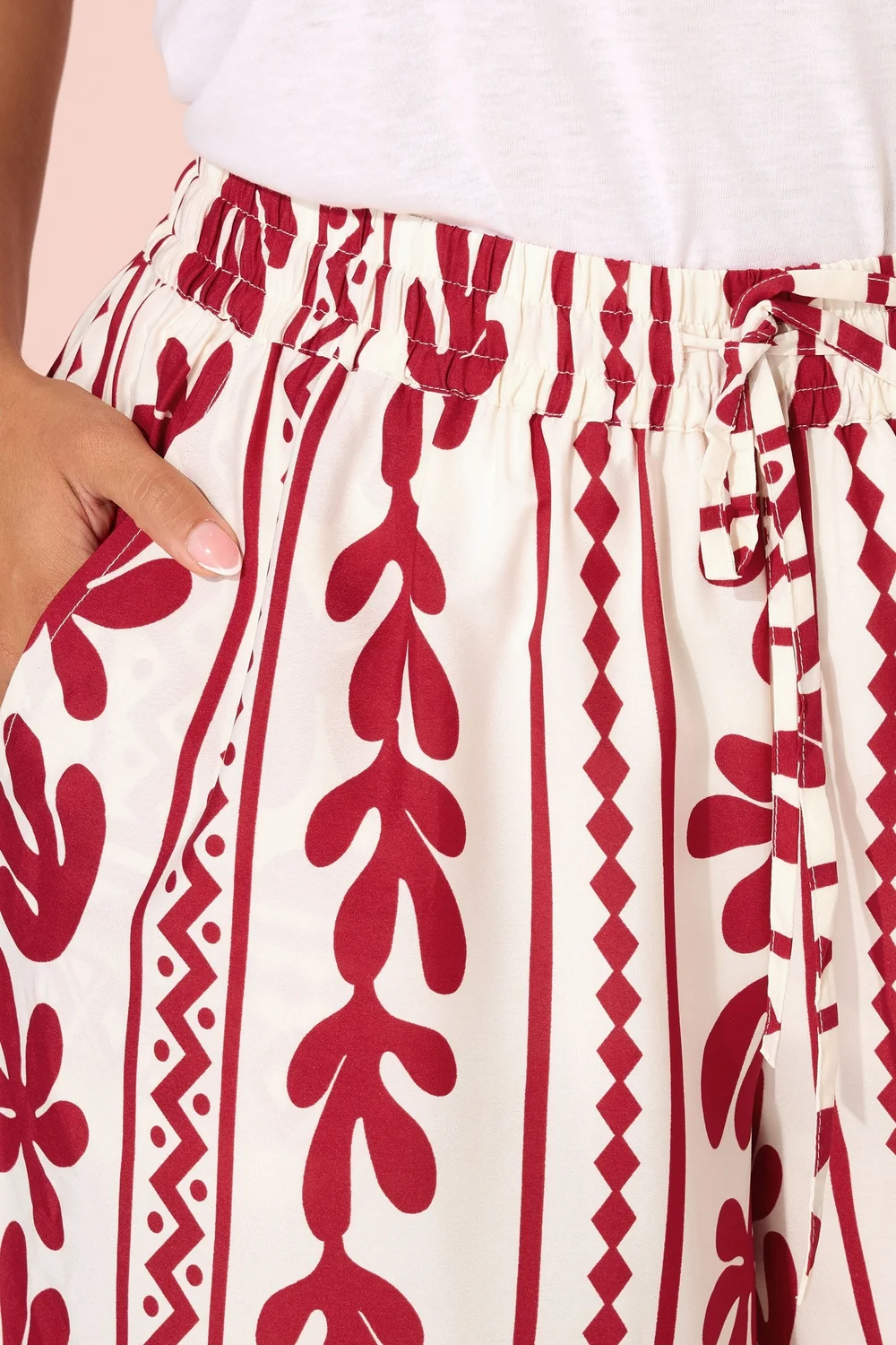 Yours Curve Red Aztec Leaf Midaxi Culottes - 26-28 Image 4
