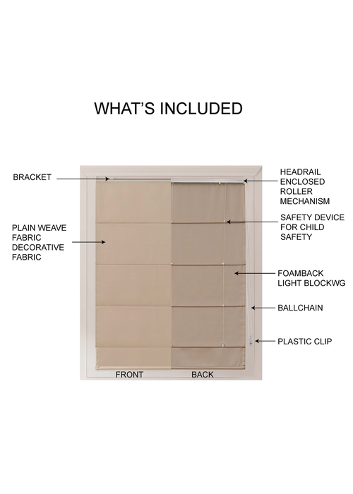 Little Black Book Natural Blackout Roman Blind - 60x140cm Image 4