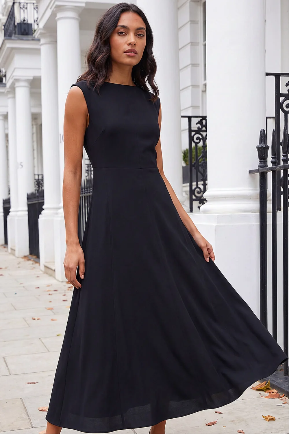 Roman Black Fit & Flare Maxi Dress - 20 Image 2