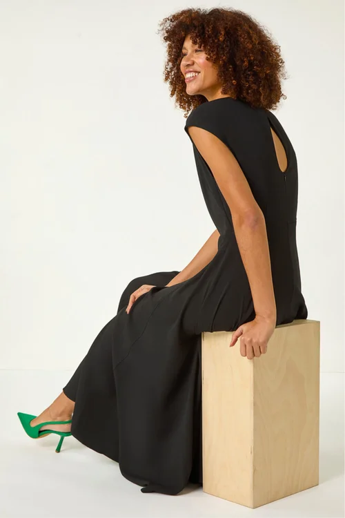 Roman Black Fit & Flare Maxi Dress - 20 Image 2