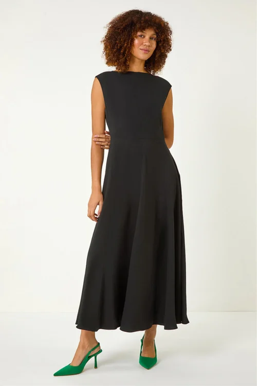Roman Black Fit & Flare Maxi Dress - 20 Image 3