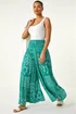 Roman Jade Swirl Print Palazzo Wide Leg Trouser - One Size Image 3