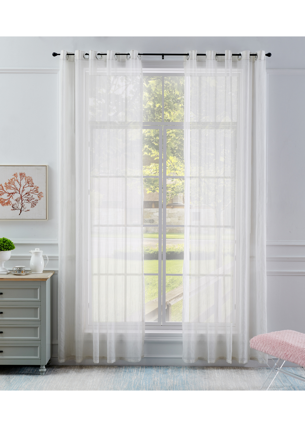 Little Black Book Black Extendable Ball Curtain Pole - 120-210cm Image 2