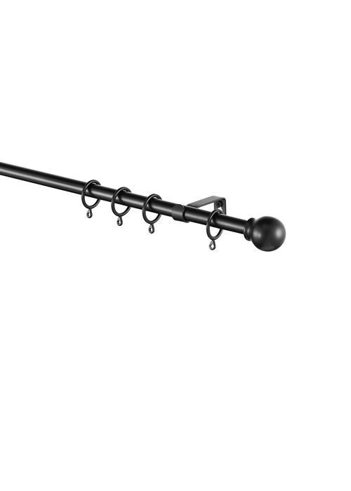 Little Black Book Black Extendable Ball Curtain Pole - 120-210cm Image 3