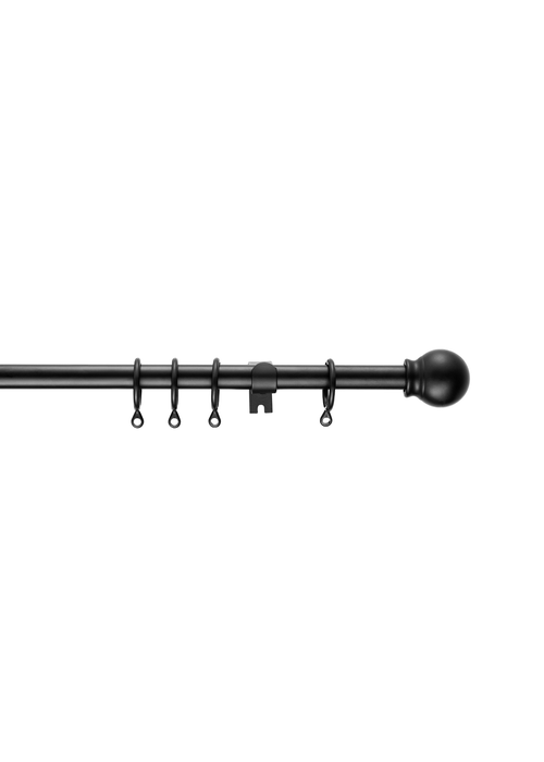 Little Black Book Black Extendable Ball Curtain Pole - 120-210cm Image 1