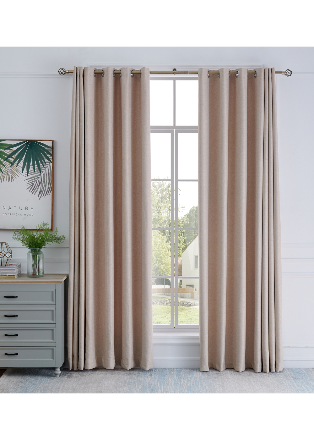 Little Black Book Antique Brass Extendable Caged Ball Curtain Pole - 70-120cm Image 2