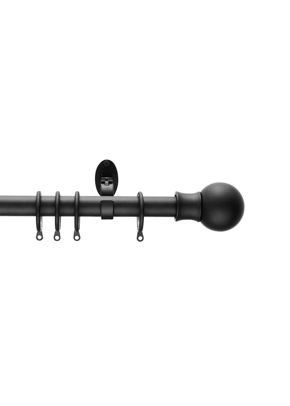 Little Black Book Matt Black Extendable Ball Curtain Pole - 70-120cm Image 1