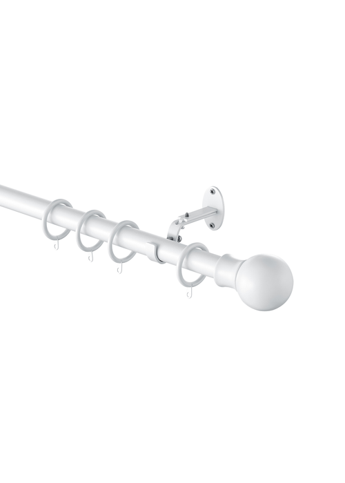 Little Black Book Matt White Extendable Ball Curtain Pole - 70-120cm Image 3