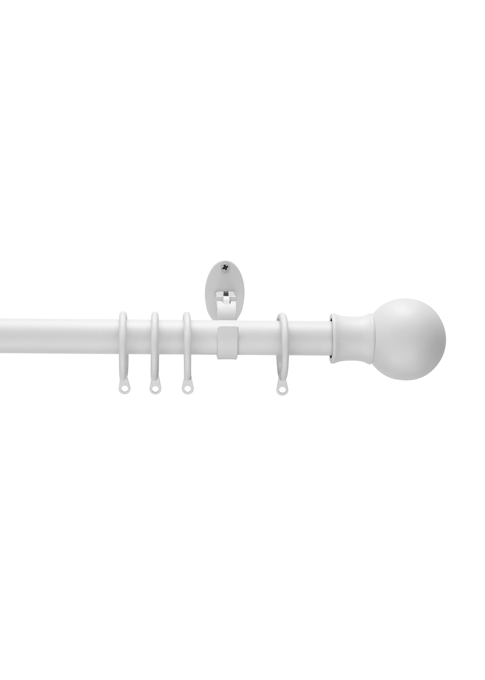 Little Black Book Matt White Extendable Ball Curtain Pole - 70-120cm Image 1