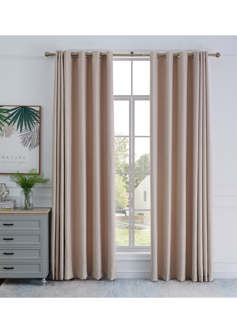 Little Black Book Antique Brass Extendable Ball Eyelet Curtain Pole - 70-120cm Image 2