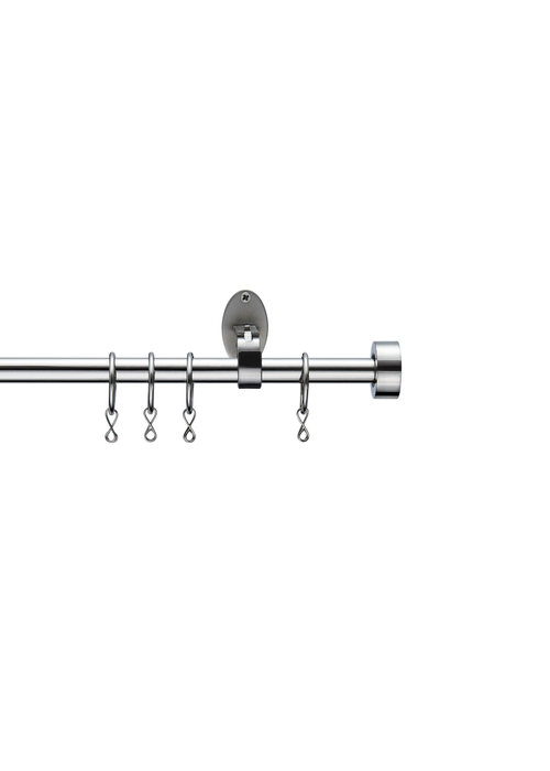 Little Black Book Stainless Steel Extendable Stud Curtain Pole - 110-300cm Image 1