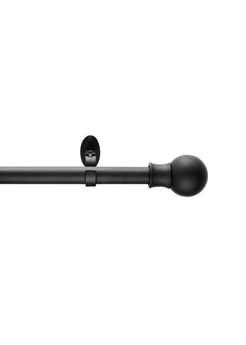 Little Black Book Matt Black Extendable Ball Eyelet Curtain Pole - 70-120cm Image 1