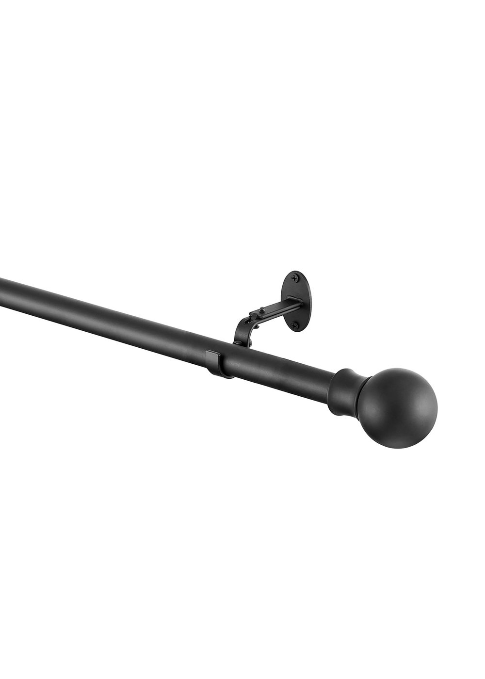 Little Black Book Matt Black Extendable Ball Eyelet Curtain Pole - 70-120cm Image 3