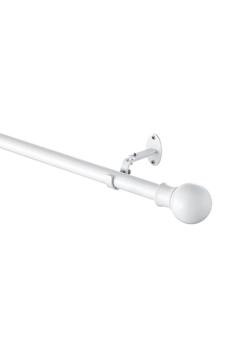Little Black Book Matt White Extendable Ball Eyelet Curtain Pole - 70-120cm Image 3