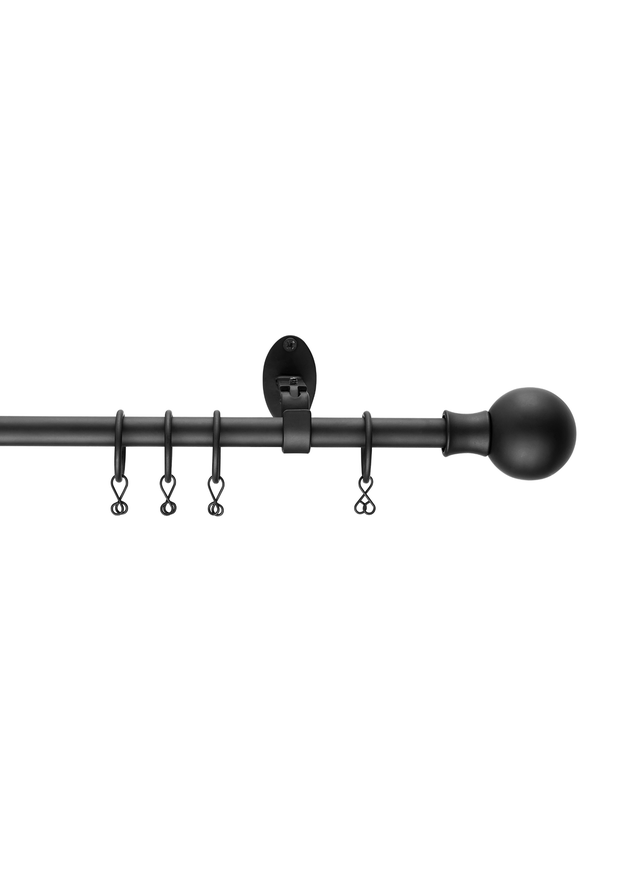 Little Black Book Matt Black Extendable Ball Curtain Pole