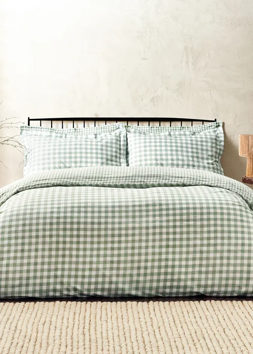 Yard Barton Gingham Check Forest Duvet Cover Set - Single Image 4