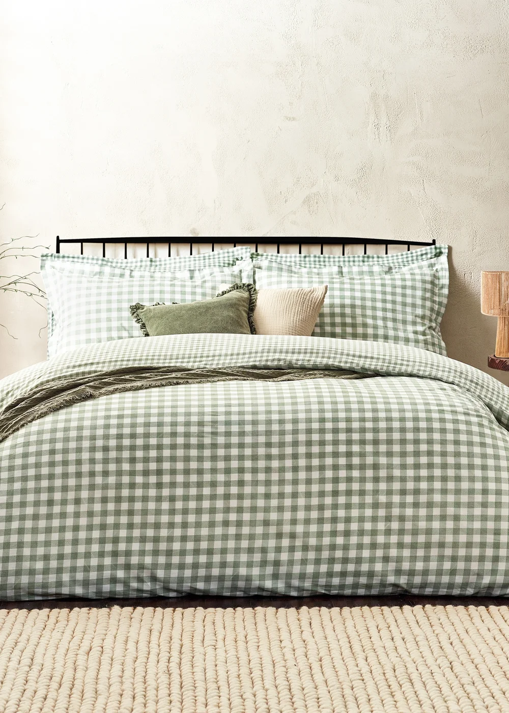 Yard Barton Gingham Check Forest Duvet Cover Set - Single Image 1