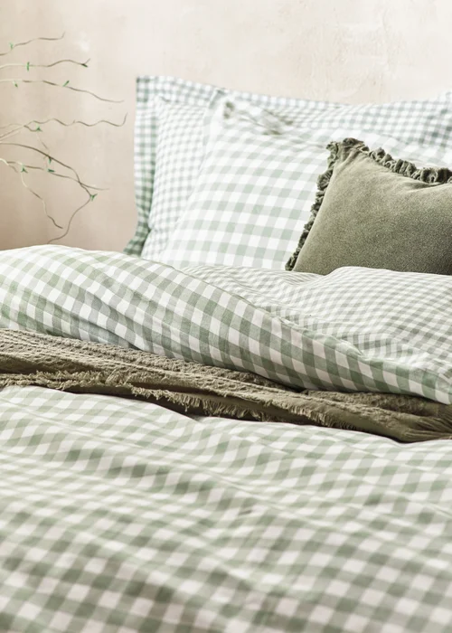 Yard Barton Gingham Check Forest Duvet Cover Set - Single Image 2
