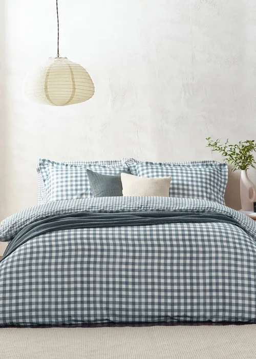 Yard Barton Gingham Check Navy Duvet Cover Set - Single Image 1