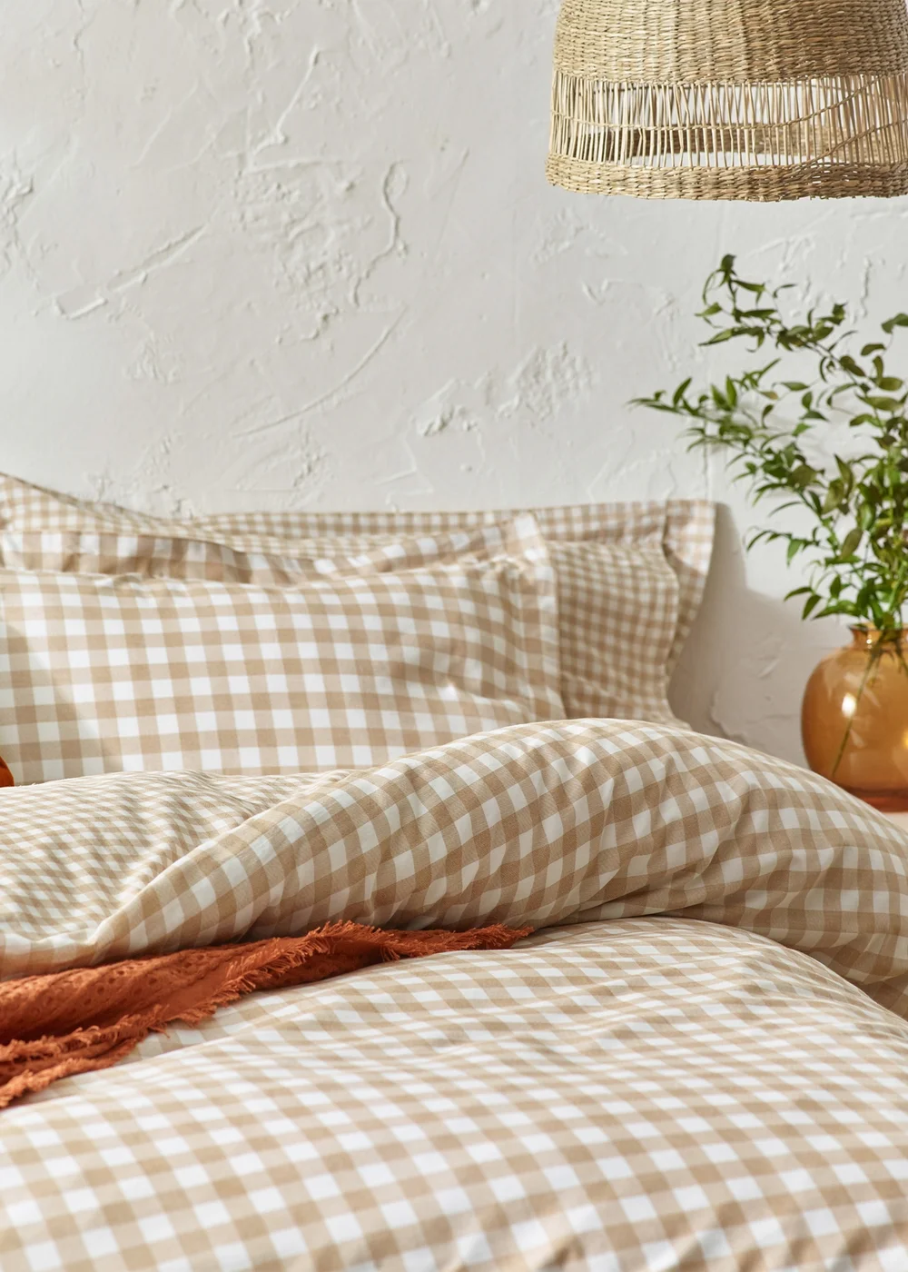Yard Barton Gingham Check Biscuit Duvet Cover Set - Single Image 2