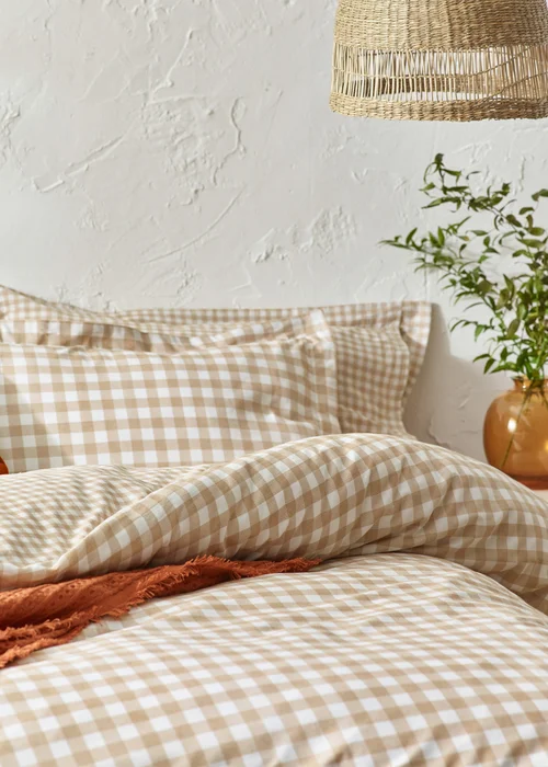 Yard Barton Gingham Check Biscuit Duvet Cover Set - Single Image 2